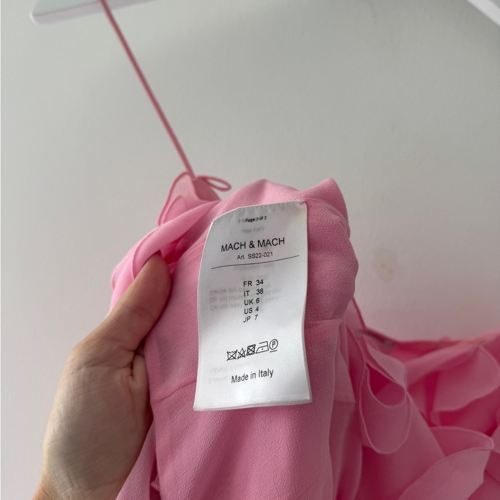MACH & MACH Asymmetrical Ruffle Pink Top 4 - Picture 5 of 9